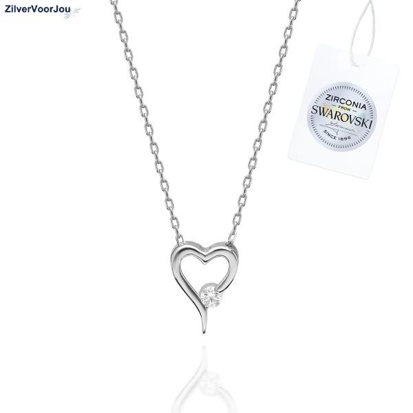 Grote foto zilveren swarovski zirconia hart ketting sieraden tassen en uiterlijk kettingen