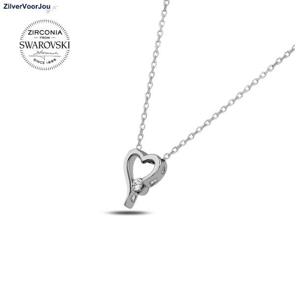 Grote foto zilveren swarovski zirconia hart ketting sieraden tassen en uiterlijk kettingen