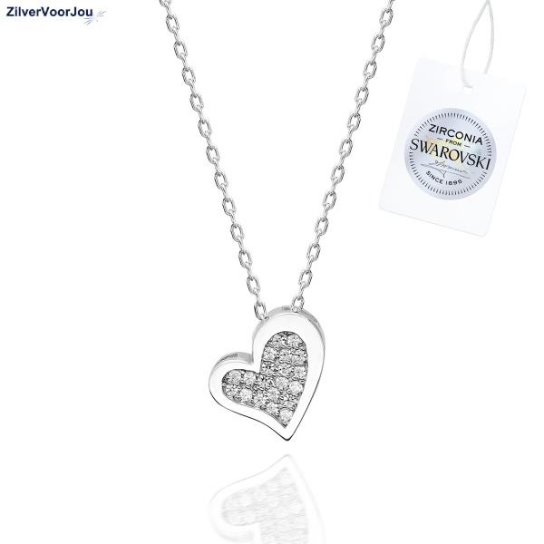 Grote foto zilveren swarovski zirconia hart ketting sieraden tassen en uiterlijk kettingen