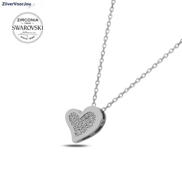 Grote foto zilveren swarovski zirconia hart ketting sieraden tassen en uiterlijk kettingen