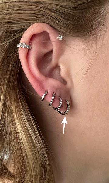 Grote foto zilveren huggie hoops pave cz sieraden tassen en uiterlijk oorbellen