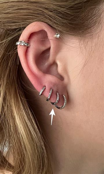 Grote foto zilveren mini huggie hoops pave cz 10 mm sieraden tassen en uiterlijk oorbellen