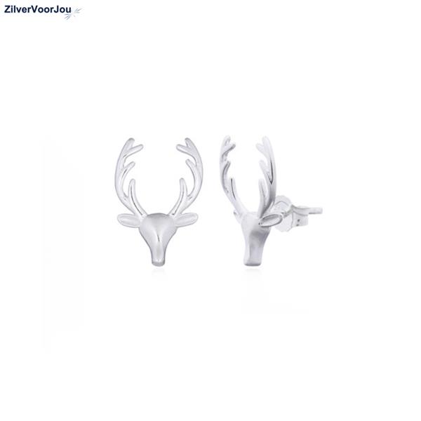 Grote foto zilveren hert met gewei oorstekers sieraden tassen en uiterlijk oorbellen