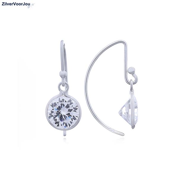 Grote foto zilveren dangle oorhangers witte cz sieraden tassen en uiterlijk oorbellen