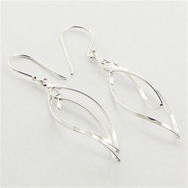 Grote foto zilveren twist wire oorhangers sieraden tassen en uiterlijk oorbellen