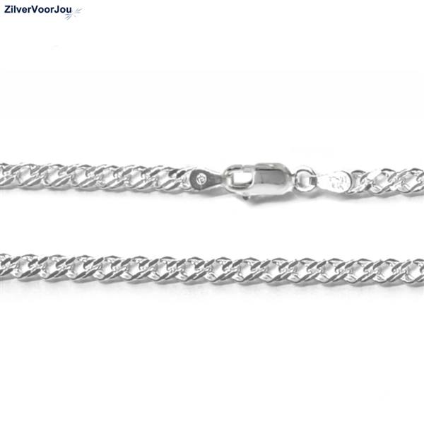 Grote foto zilveren 60 cm dubbele gourmet schakel ketting 3 5 mm breed sieraden tassen en uiterlijk kettingen