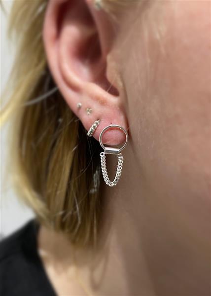 Grote foto zilveren cirkel met ketting oorbellen sieraden tassen en uiterlijk oorbellen