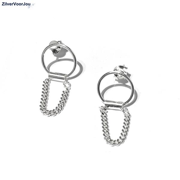 Grote foto zilveren cirkel met ketting oorbellen sieraden tassen en uiterlijk oorbellen