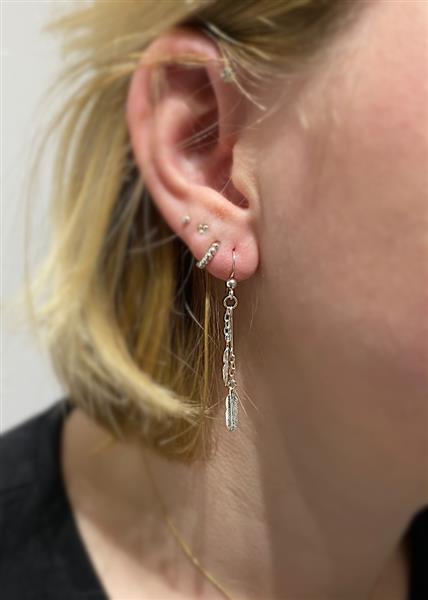 Grote foto zilveren haak oorbellen met veertjes sieraden tassen en uiterlijk oorbellen