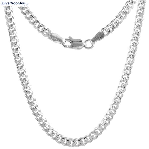 Grote foto zilveren ronde gourmet ketting 50 cm 5.5 mm breed sieraden tassen en uiterlijk kettingen