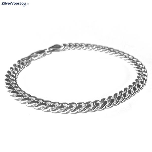 Grote foto zilveren gourmet schakelarmband 5 mm breed sieraden tassen en uiterlijk armbanden voor haar