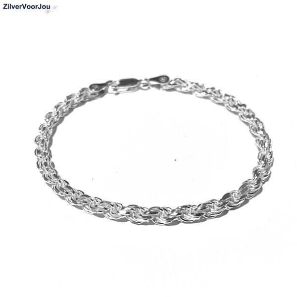 Grote foto zilveren rope armband 4 mm brede schakel sieraden tassen en uiterlijk armbanden voor haar