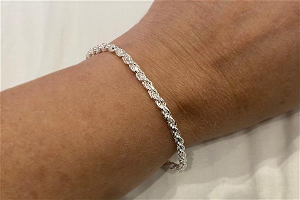 Grote foto zilveren rope armband 4 mm brede schakel sieraden tassen en uiterlijk armbanden voor haar