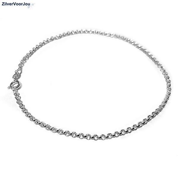 Grote foto zilveren rolo enkelketting 25 cm kleding dames sieraden