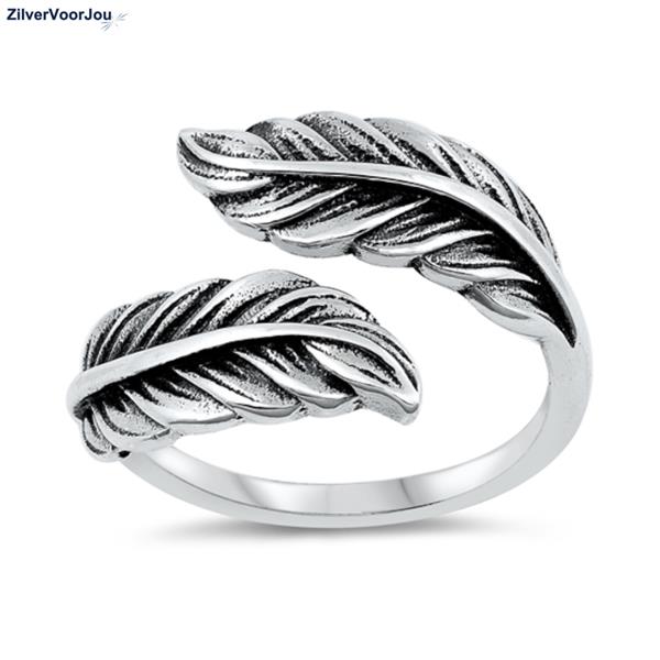 Grote foto zilveren veren ring sieraden tassen en uiterlijk ringen voor haar
