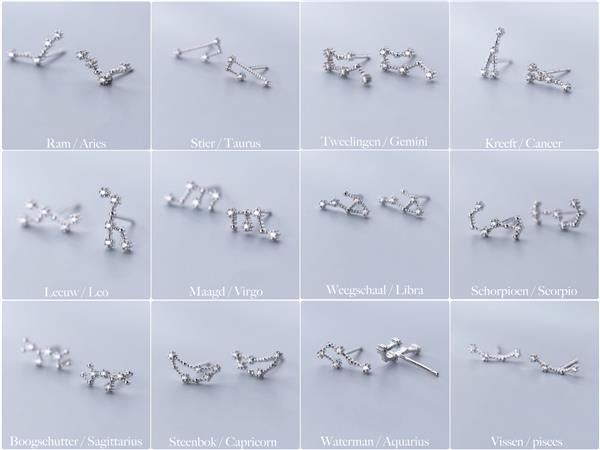 Grote foto 925 zilveren minimalistische sterrenbeeld oorsteker sieraden tassen en uiterlijk oorbellen