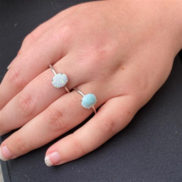 Grote foto zilveren ovale blauwe larimar ring sieraden tassen en uiterlijk ringen voor haar