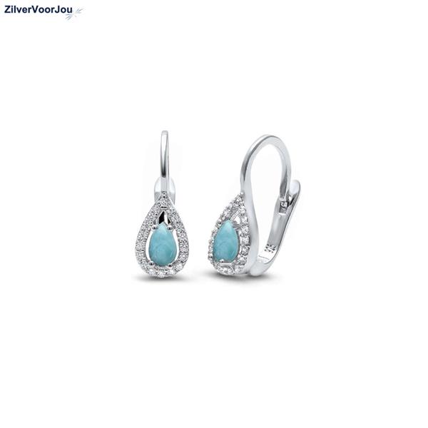 Grote foto zilveren blauwe larimar oorhangers sieraden tassen en uiterlijk oorbellen