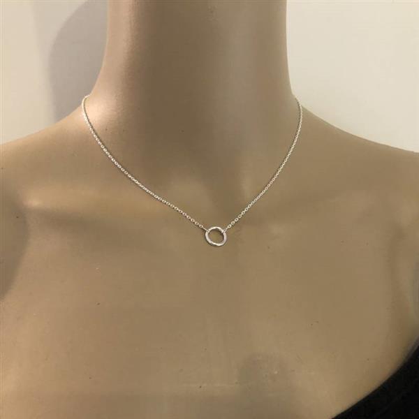 Grote foto 925 zilveren open cirkel choker ketting sieraden tassen en uiterlijk kettingen