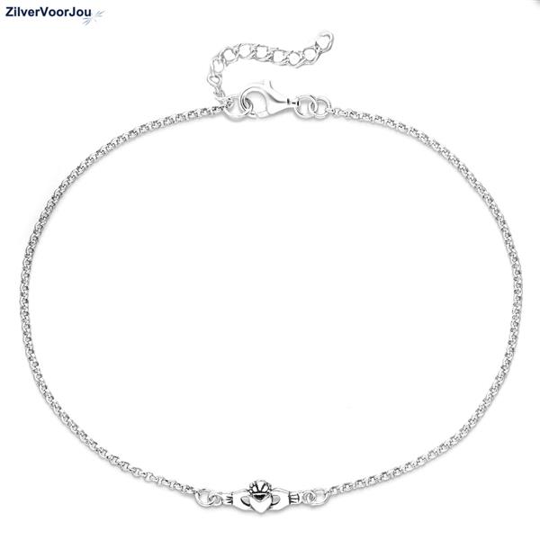 Grote foto 925 zilveren claddagh enkelketting kleding dames sieraden