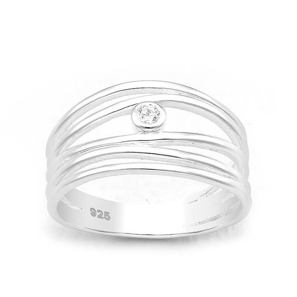 Grote foto zilveren 5 lijnen sierring met witte cz sieraden tassen en uiterlijk ringen voor haar