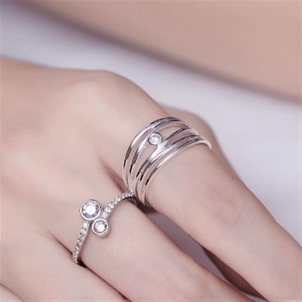 Grote foto zilveren 5 lijnen sierring met witte cz sieraden tassen en uiterlijk ringen voor haar