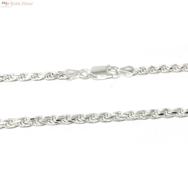 Grote foto zilveren rope ketting 50 cm 3 mm sieraden tassen en uiterlijk kettingen