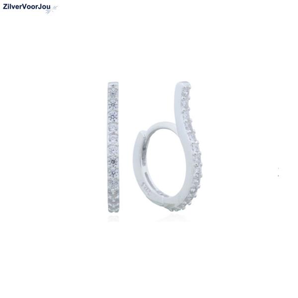 Grote foto zilveren wave zirkoon huggie hoops sieraden tassen en uiterlijk oorbellen