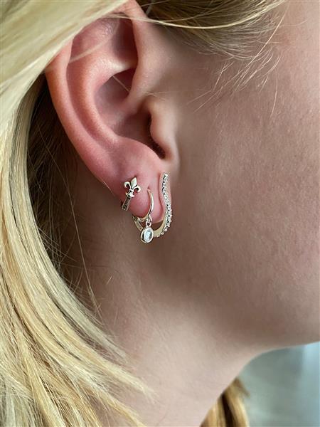 Grote foto zilveren wave zirkoon huggie hoops sieraden tassen en uiterlijk oorbellen