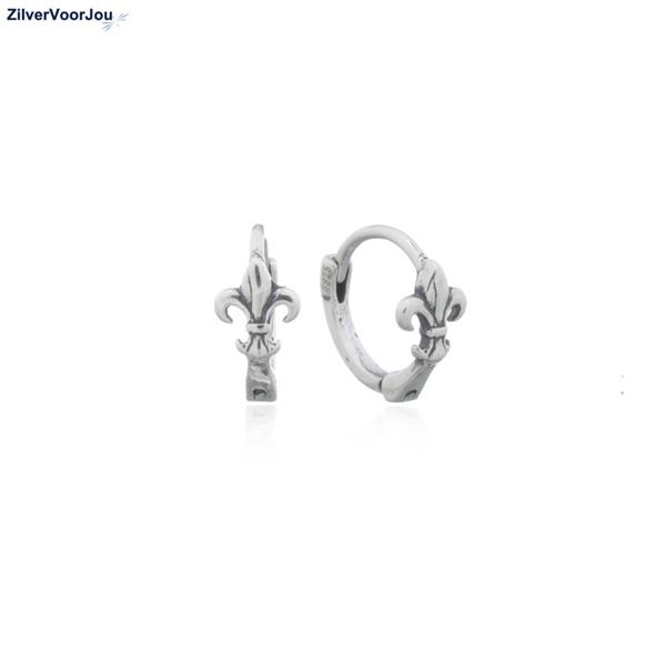 Grote foto zilveren mini huggie hoops fleur de lis sieraden tassen en uiterlijk oorbellen