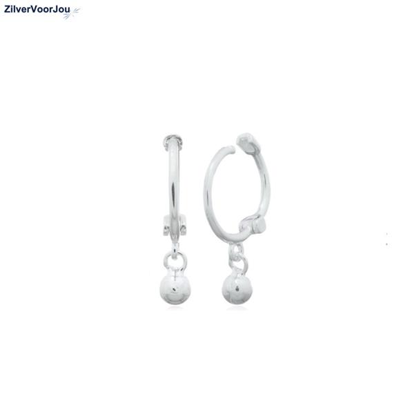 Grote foto zilveren mini huggie hoops ball sieraden tassen en uiterlijk oorbellen