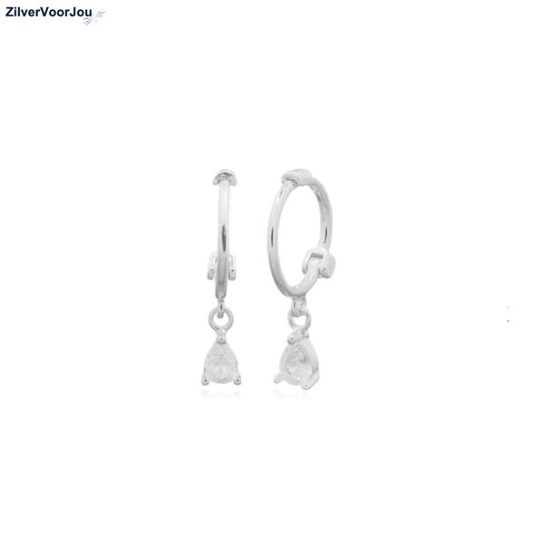 Grote foto zilveren mini huggie hoops white teardrop sieraden tassen en uiterlijk oorbellen