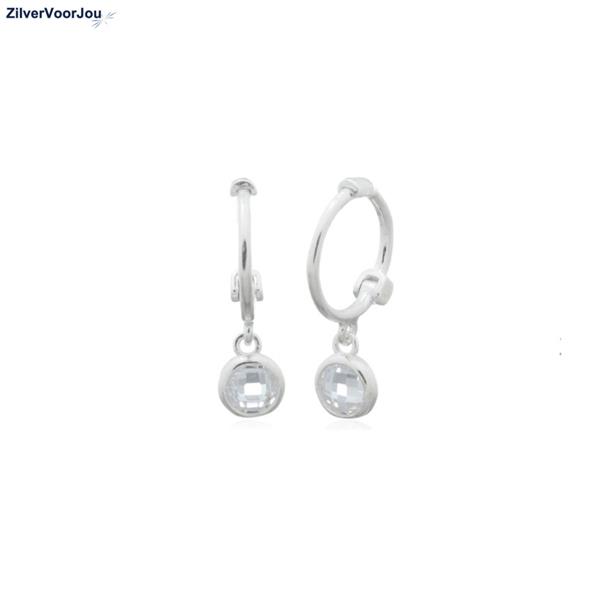 Grote foto zilveren mini huggie hoops white zirkoon sieraden tassen en uiterlijk oorbellen