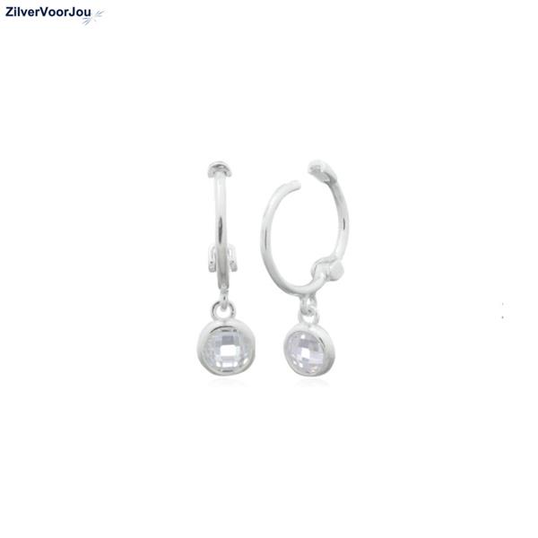 Grote foto zilveren mini huggie hoops white zirkoon sieraden tassen en uiterlijk oorbellen