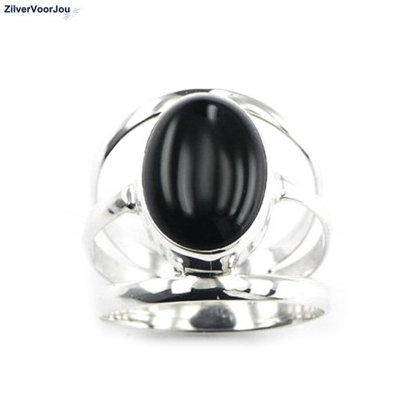 Grote foto zilveren ovale zwarte agaat ring sieraden tassen en uiterlijk ringen voor haar