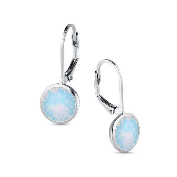 Grote foto zilveren air blue opaal ronde leverback kristal oorhangers sieraden tassen en uiterlijk oorbellen