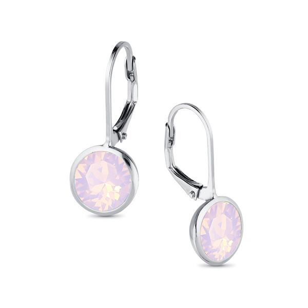 Grote foto zilveren roze opaal ronde leverback kristal oorhangers sieraden tassen en uiterlijk oorbellen