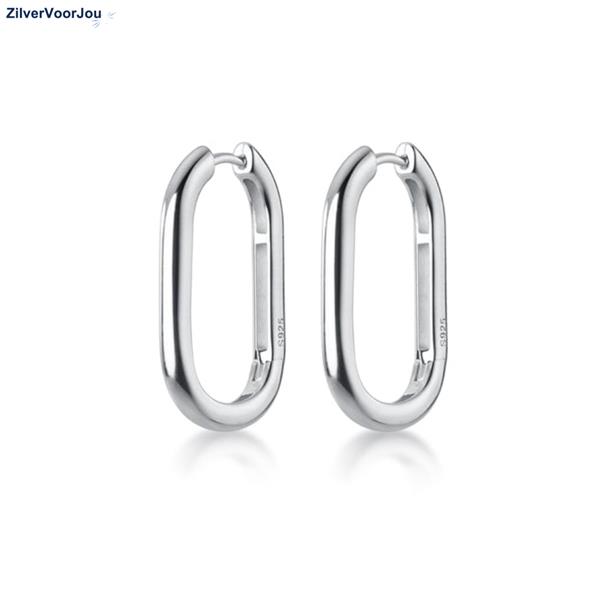 Grote foto zilveren rechthoek grote huggie hoops rhodium sieraden tassen en uiterlijk oorbellen