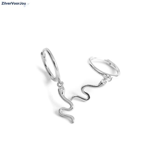 Grote foto zilveren slang huggie hoops sieraden tassen en uiterlijk oorbellen