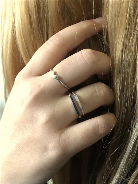 Grote foto zilveren bolletjes ring saffier blauw cz smal sieraden tassen en uiterlijk ringen voor haar