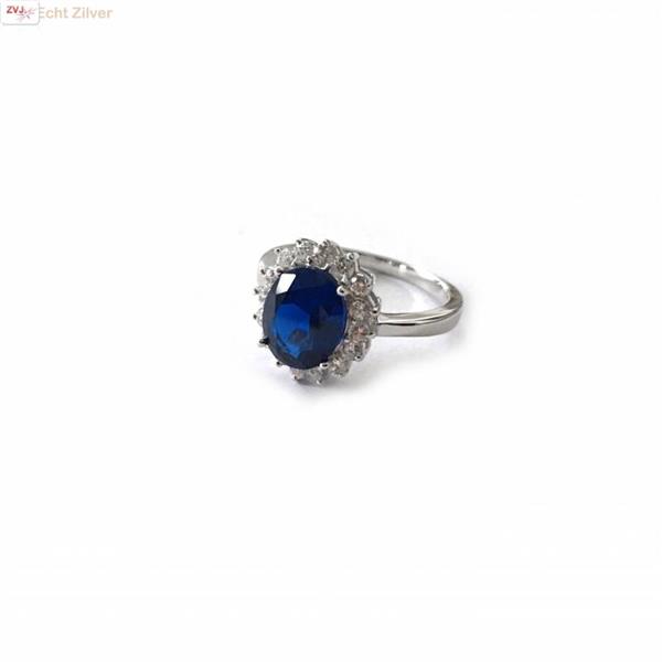 Grote foto zilveren saffier blauwe ovale diana ring sieraden tassen en uiterlijk ringen voor haar