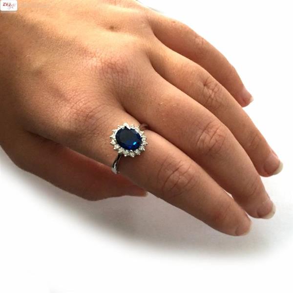 Grote foto zilveren saffier blauwe ovale diana ring sieraden tassen en uiterlijk ringen voor haar