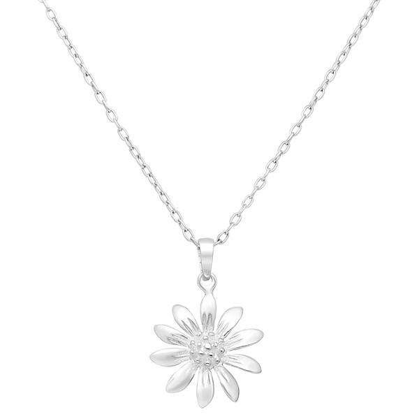 Grote foto zilveren bloem met pollen kettinghanger sieraden tassen en uiterlijk kettingen