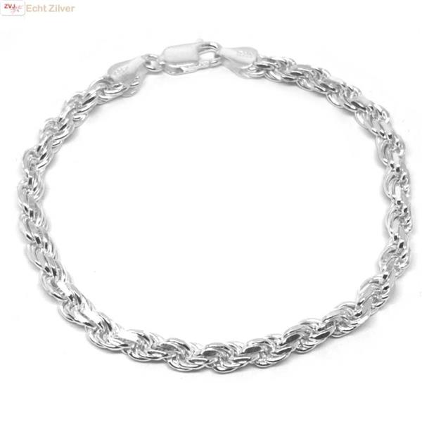Grote foto zilveren rope schakel armband 18 cm 5 mm breed sieraden tassen en uiterlijk armbanden voor haar