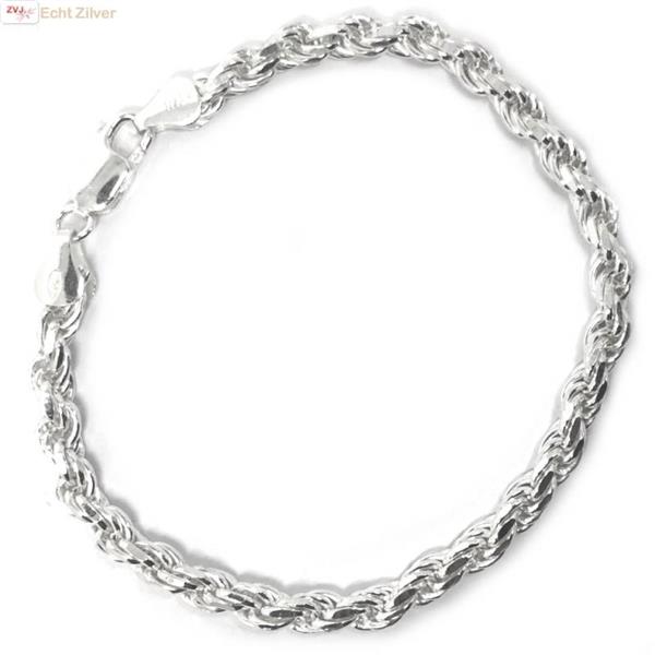 Grote foto zilveren rope schakel armband 18 cm 5 mm breed sieraden tassen en uiterlijk armbanden voor haar