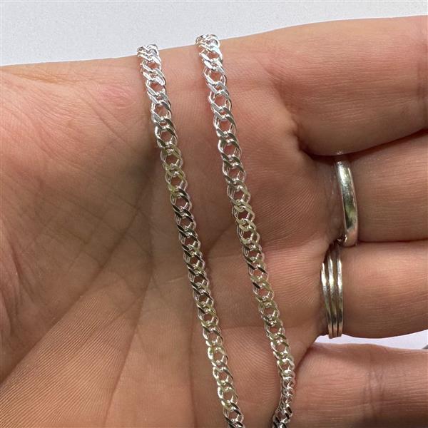 Grote foto zilveren 40 cm dubbele gourmet schakel ketting 3.5 mm breed sieraden tassen en uiterlijk kettingen