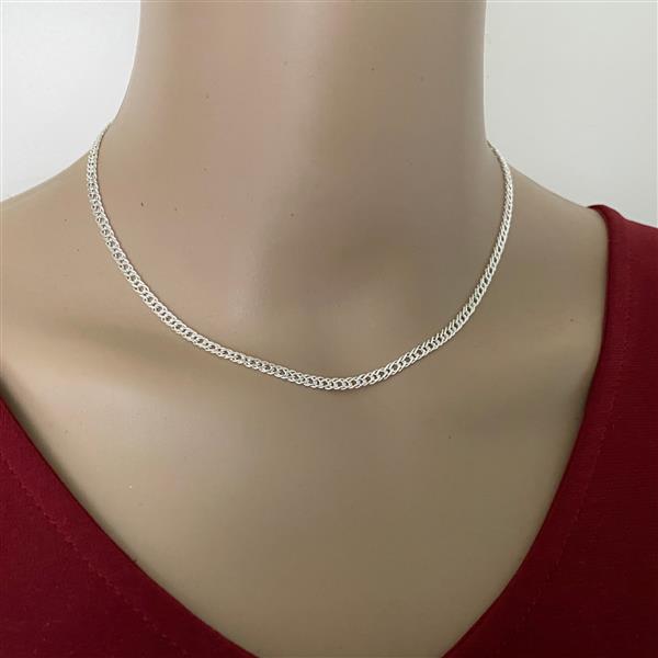 Grote foto zilveren 40 cm dubbele gourmet schakel ketting 3.5 mm breed sieraden tassen en uiterlijk kettingen