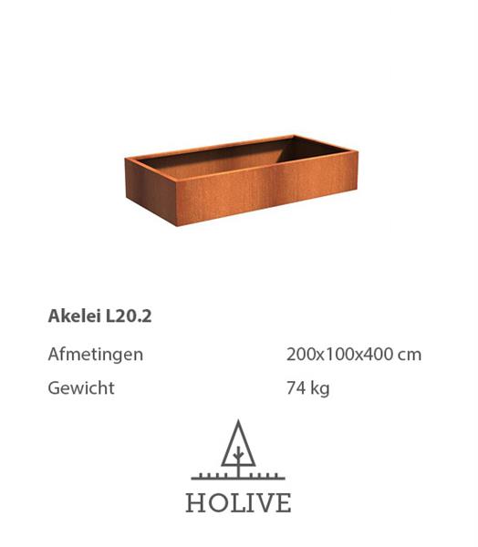 Grote foto cortenstaal akelei l20.2 plantenbak 200x100x40 cm. cortenstalen bloembak tuin en terras bloembakken