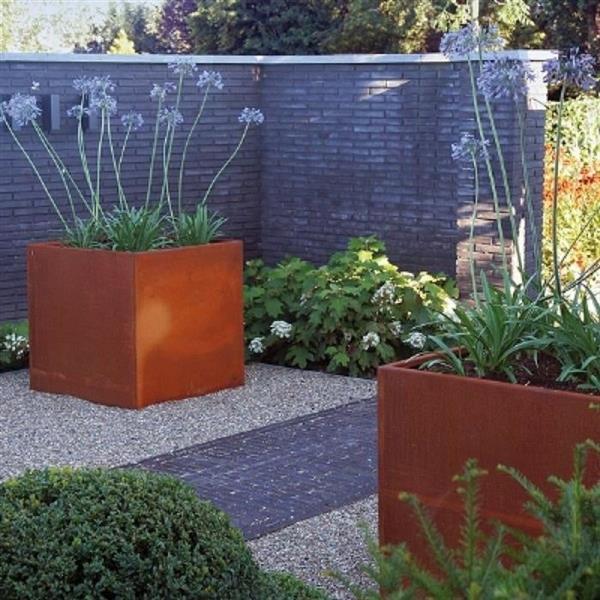 Grote foto cortenstaal akelei l24.3 plantenbak 100x40x80 cm. cortenstalen bloembak tuin en terras bloembakken