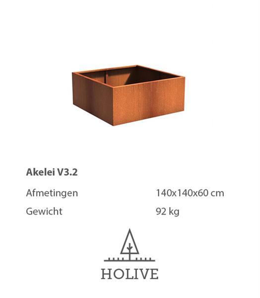 Grote foto cortenstaal akelei v3.2 plantenbak 140x140x60 cm. tuin en terras bloembakken